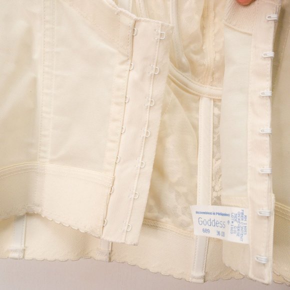 Vintage Goddess Corset Bustier Bra Top Sheer Cream Lace 36 DD - Picture 7 of 15